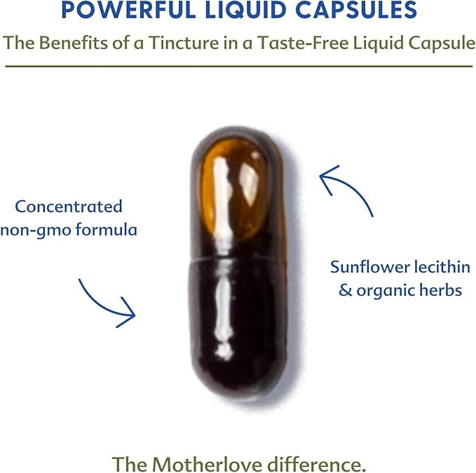 Motherlove Balancing Blend (60 Liquid caps) Herbal Supplement for Period & Postpartum Hormonal Health—Non-GMO, Organic Herbs, Vegan, Kosher