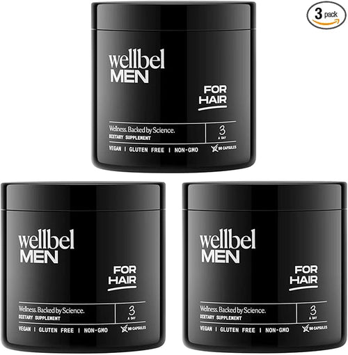 WELLBEL Men Clean Supplement for Hair, Skin, and Nails, Vegan, Gluten Free and Non GMO 90 Count - 3 Pack