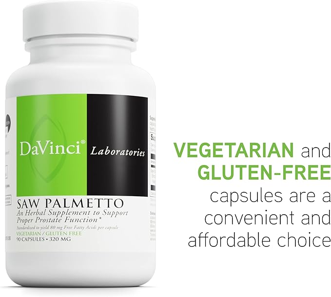 DAVINCI Labs Saw Palmetto - Dietary Supplement to Support Proper Prostate Health Function, Premenstrual Needs and Lactation* - with Saw Palmetto Berry Extract - Gluten-Free - 90 Vegetarian Capsules