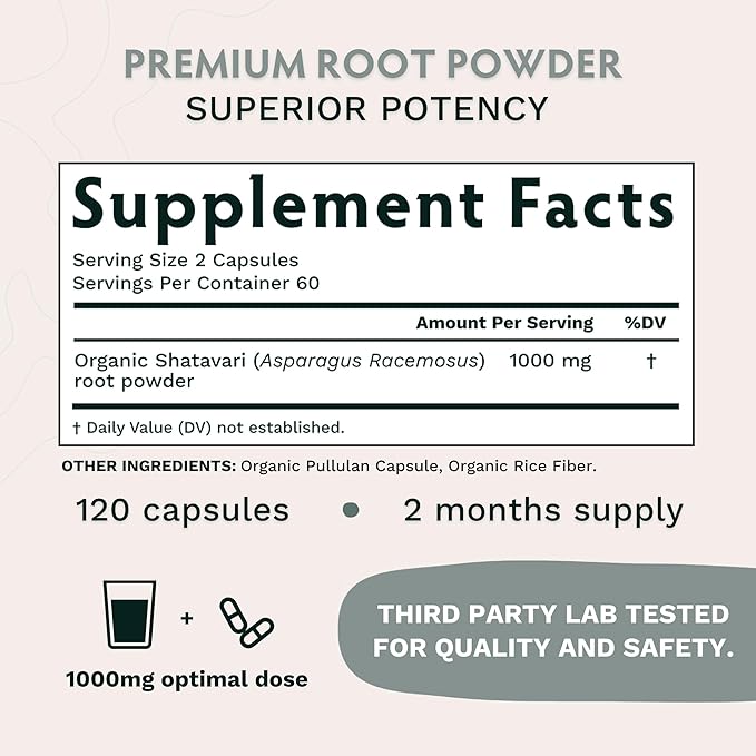 TRIBE ORGANICS Organic Shatavari Herbal Supplement - Hormonal Balance | Women’s Reproductive Health | Lactation | Immune & Inflammatory Support - Non-GMO USDA Organic 120 Vegan Capsules