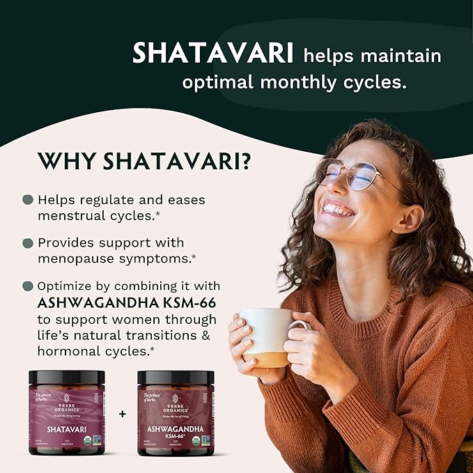 TRIBE ORGANICS Organic Shatavari Herbal Supplement - Hormonal Balance | Women’s Reproductive Health | Lactation | Immune & Inflammatory Support - Non-GMO USDA Organic 120 Vegan Capsules