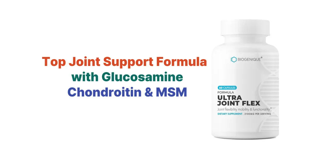 Biogenique Ultra Joint Flex bottle with 60 capsules, supporting joint flexibility, mobility, and overall joint health.