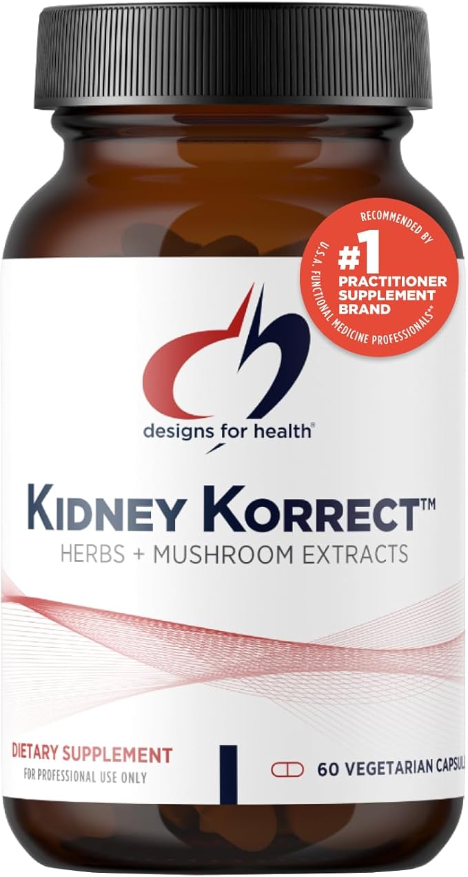 Designs for Health Kidney Korrect - Herbs + Mushrooms for Kidney Support - Vegan, Non-GMO Supplement (60 Capsules)