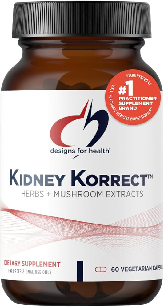 Designs for Health Kidney Korrect - Herbs + Mushrooms for Kidney Support - Vegan, Non-GMO Supplement (60 Capsules)