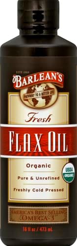 Barlean's Organic Flaxseed Oil Liquid from Cold Pressed Flax Seeds, 7,640mg ALA Omega 3 Fatty Acid Supplement for Joint and Heart Health, Vegan & Gluten Free, 16 oz
