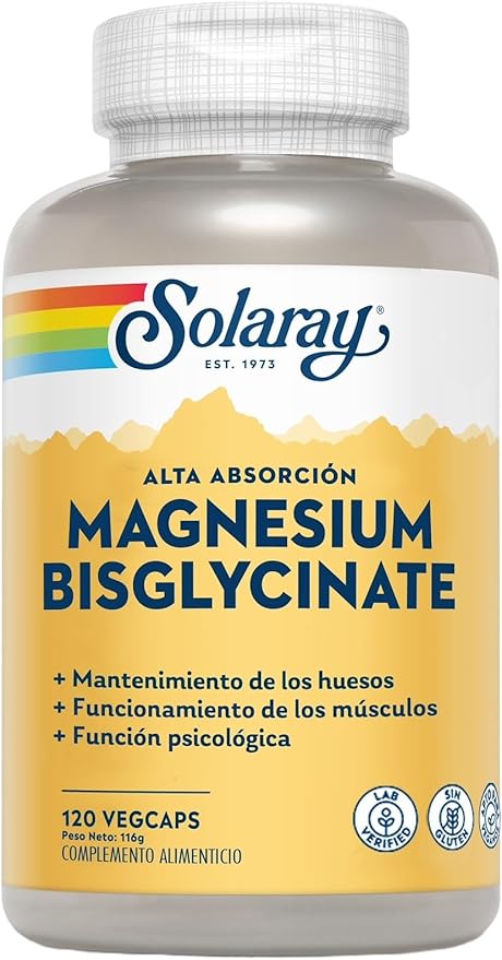 SOLARAY Magnesium Glycinate Capsules, Chelated Magnesium Bisglycinate w/BioPerine, Higher Absorption Magnesium Supplement - Bones, Muscles, Heart Support, Vegan (30 Servings, 120 VegCaps)