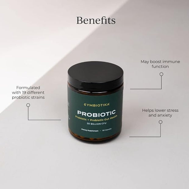 CYMBIOTIKA Probiotic + Prebiotic Gut Health 50 Billion 90 Capsules
