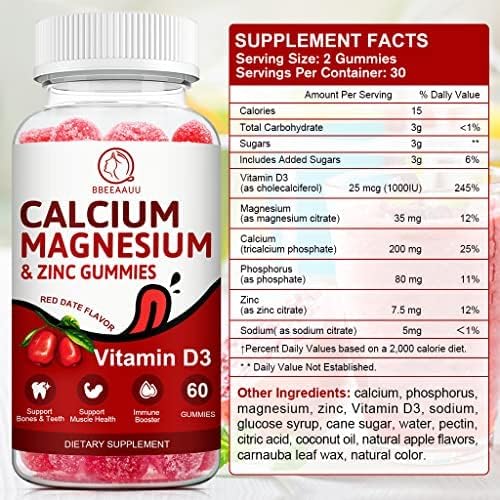 Calcium, Magnesium, Zinc & Vitamin D Gummies 2 Pack 120 Count