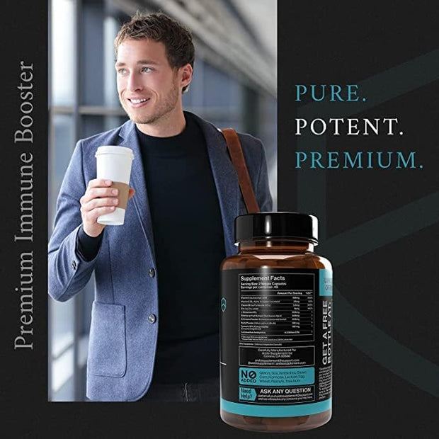 Premium Immunity Booster Supplement – 10 1 Natural 90 Capsules,