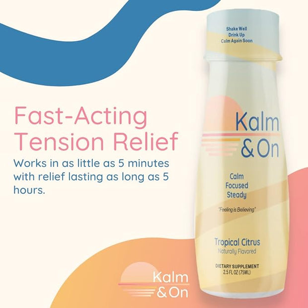 KALM & ON Tropical Citrus Liquid 100% Natural 5 Minute 12 Pack