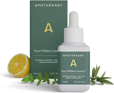 Apothékary Your Wildest Greens Tincture, All-in-One Daily Greens Superfood Supplement, Vitamin & Mineral Support, 5X Potency of Greens Powders, Sugar Free, Calorie Free, (15 Servings) 1.22oz