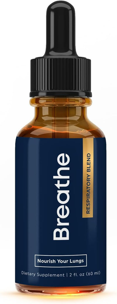 BREATHE 8-IN-1 Mullein Drops For Lungs Detox & Lung Cleanse | Peppermint, Thyme & Mullein Leaf Extract For Lungs | Lung Support Supplement For Breathing & Respiratory System- 2 fl.oz, 1 Month Supply