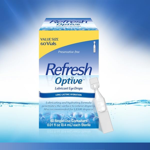 Refresh Optive Lubricant Eye Drops, Preservative-Free, 0.01 Fl 60 Count