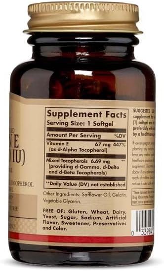 Solgar Vitamin E 67 mg (100 IU), 100 Mixed Softgels - Natural Antioxidant, Skin & Immune System Support - Naturally-Sourced Vitamin E - Gluten Free, Dairy Free - 100 Servings