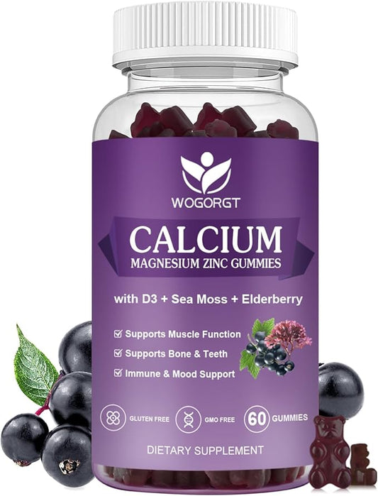 Calcium Magnesium Zinc Gummies with Vitamin D3 60 Gummies