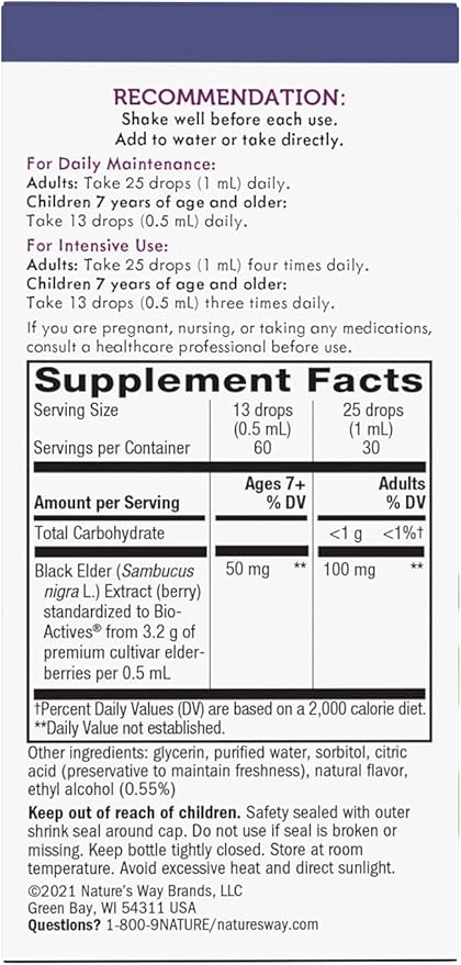Nature's Way Sambucus Elderberry Drops 6400mg of 1 mL, 1 Fl.