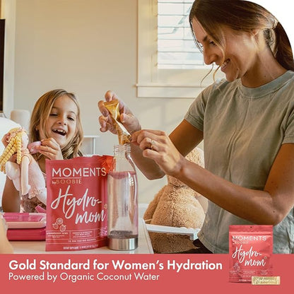 Boobie Hydromom Superfood Electrolyte Drink Mix, Strawberry Kiwi | Refreshing Energy & Hydration Boost for Mamas | On-The-Go & Travel Essentials for Pregnancy, Lactation, & Beyond, 15 Packets
