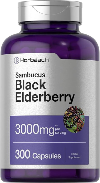 Horbäach Black Elderberry 3000mg Capsules 300 Count