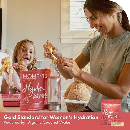 Boobie Hydromom Superfood Electrolyte Drink Mix, Strawberry Kiwi | Refreshing Energy & Hydration Boost for Mamas | On-The-Go & Travel Essentials for Pregnancy, Lactation, & Beyond, 10 Packets