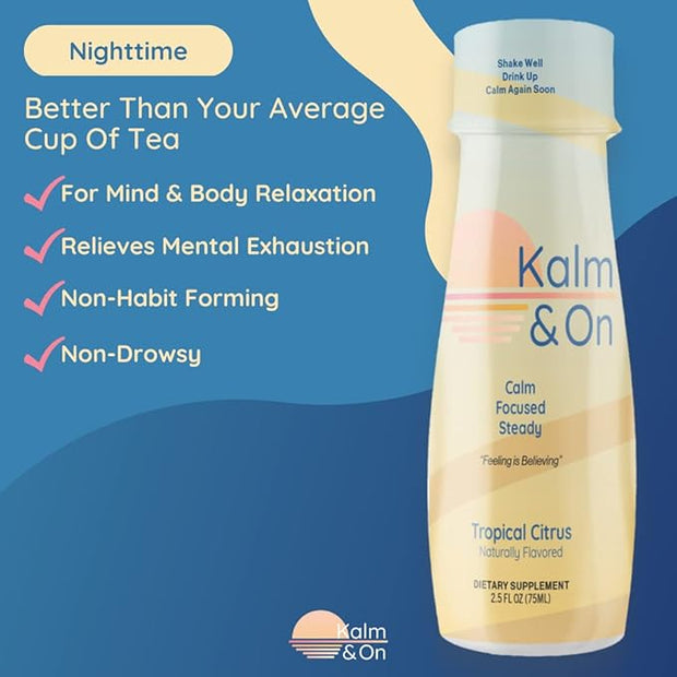 KALM & ON Tropical Citrus Liquid 100% Natural 5 Minute 12 Pack