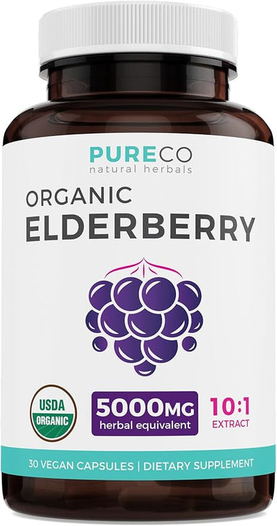 Organic Elderberry Capsules 10:1 Extract 5,000mg of 30 Caps