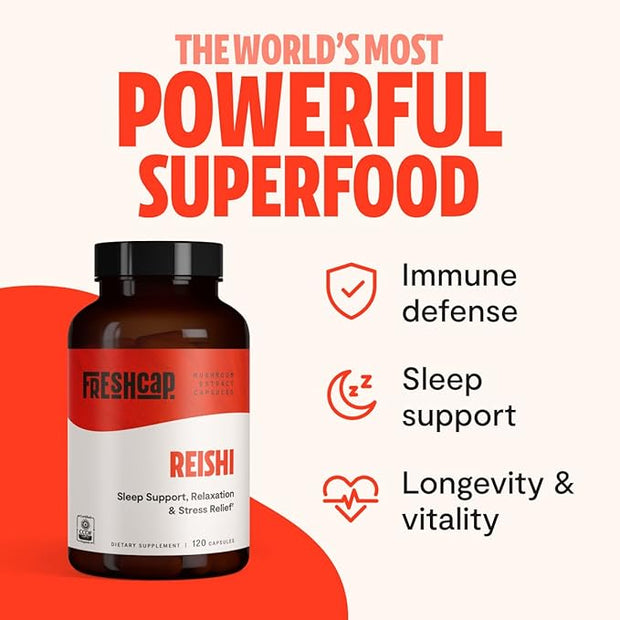 FreshCap, Organic Reishi Mushroom Capsules, 120 60 Day