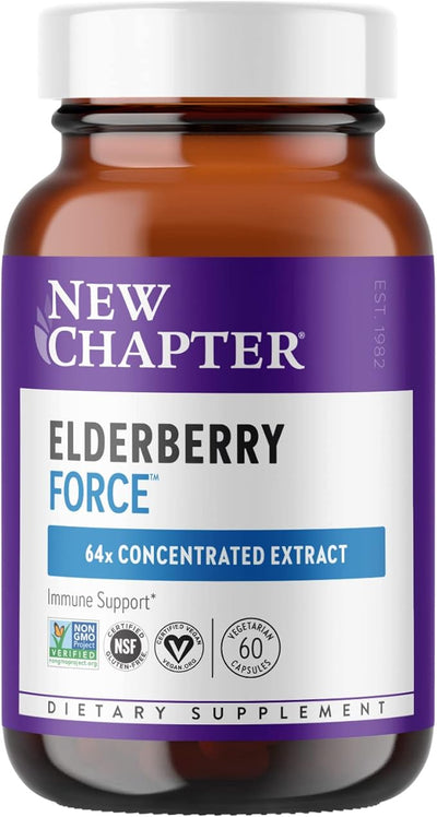 New Chapter Vegan Elderberry Capsules 64x Concentrated 60 Count