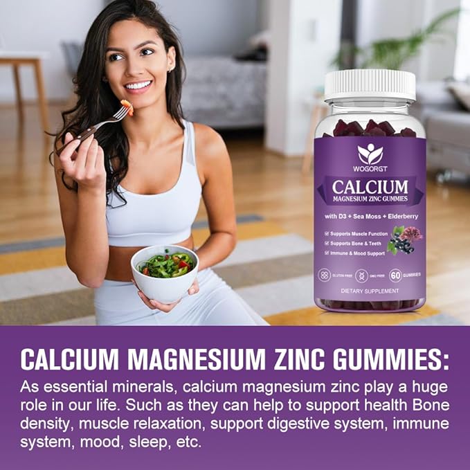 Calcium Magnesium Zinc Gummies with Vitamin D3 60 Gummies (2 Pack)