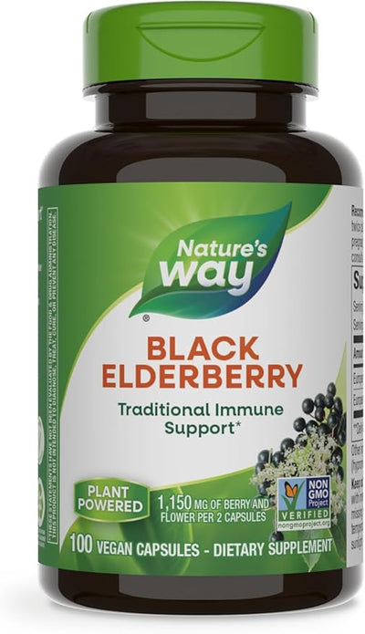 Nature's Way Black Elderberry Supplement, Traditional 100 Capsules