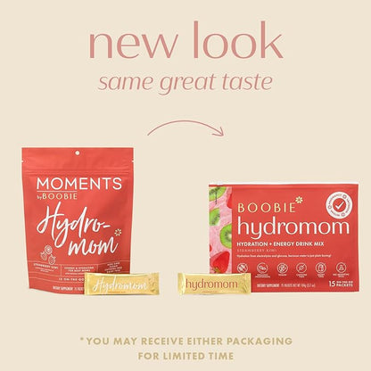 Boobie Hydromom Superfood Electrolyte Drink Mix, Strawberry Kiwi | Refreshing Energy & Hydration Boost for Mamas | On-The-Go & Travel Essentials for Pregnancy, Lactation, & Beyond, 15 Packets