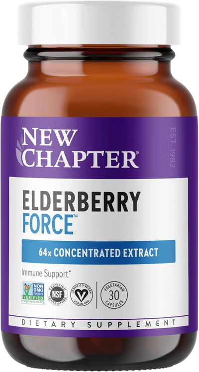 New Chapter Vegan Elderberry Capsules 64x Concentrated 30 Count