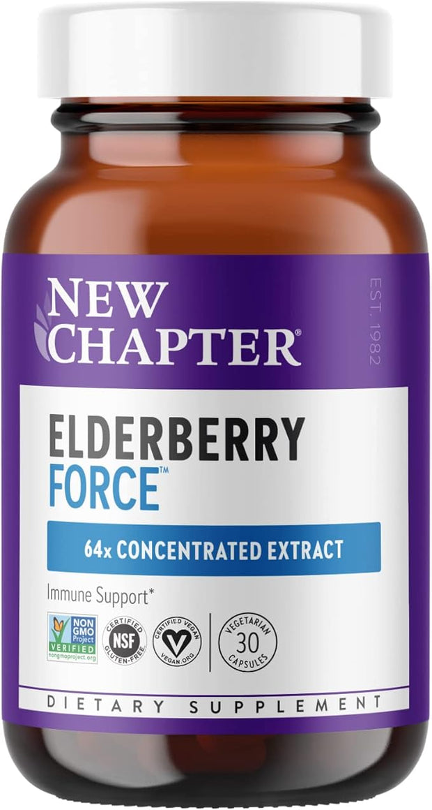 New Chapter Vegan Elderberry Capsules 64x Concentrated 30 Count
