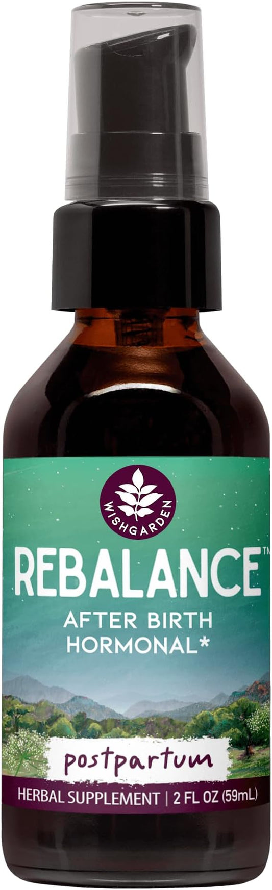 WishGarden Herbs ReBalance After Birth Hormonal - Plant-Based Herbal Supplement with Vitex Berry & Motherwort Supports Healthy Postpartum Hormone Levels and Postnatal Hormone Balance, 2oz