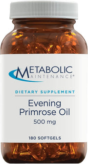Metabolic Maintenance Evening Primrose Oil Capsules - 500mg Cold Pressed GLA + LA Supplement - Supports Balanced Hormonal Function for Women, Helps Maintain Healthy Skin (180 Softgels)