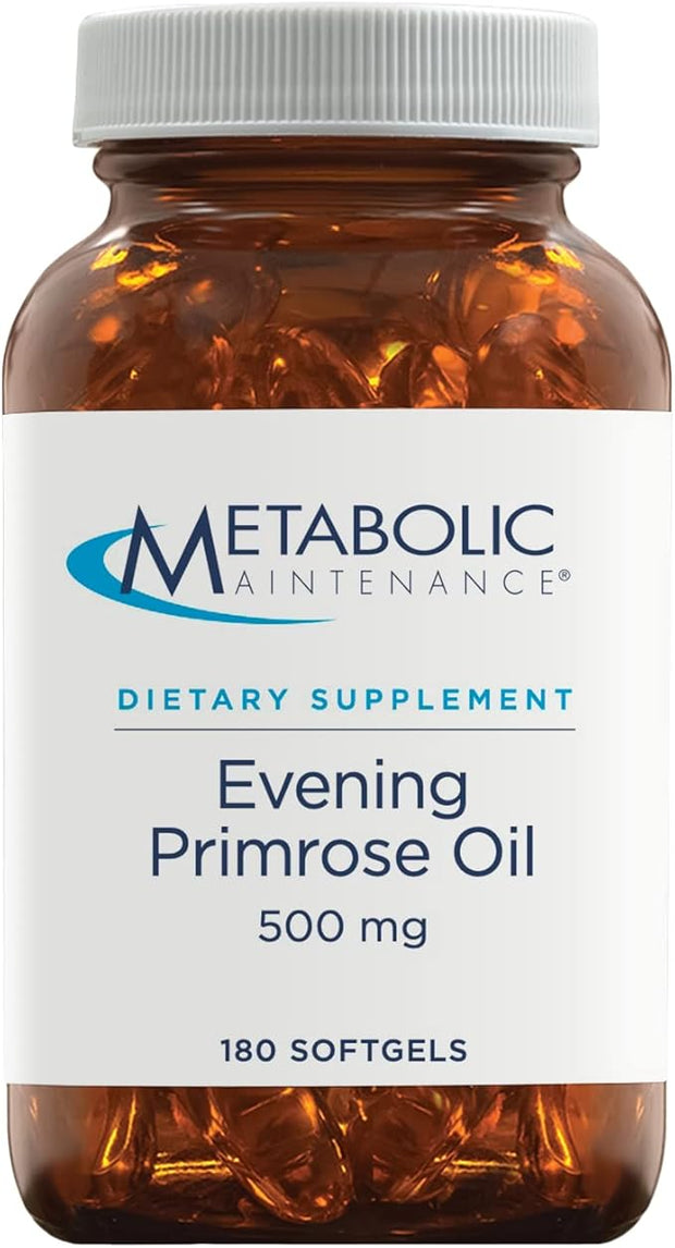 Metabolic Maintenance Evening Primrose Oil Capsules - 500mg Cold Pressed GLA + LA Supplement - Supports Balanced Hormonal Function for Women, Helps Maintain Healthy Skin (180 Softgels)