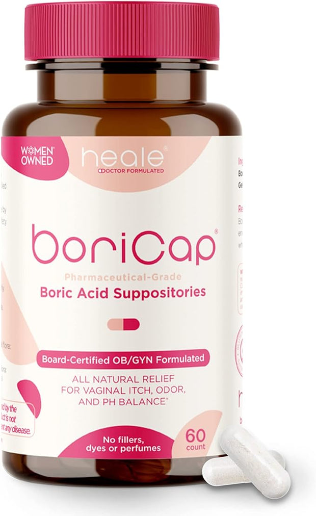 BoriCap - Boric Acid Suppositories 600 mg 60 Capsules