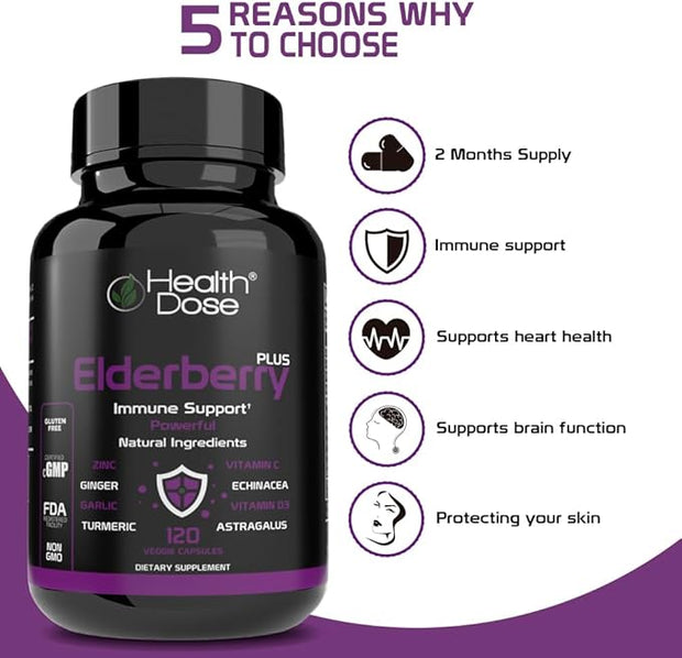 Elderberry Plus With Vitamin C, 120 Capsules 3.