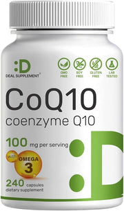 CoQ10 100mg, 240 Capsules – 3 Fatty 100mg – Q10 Supplements