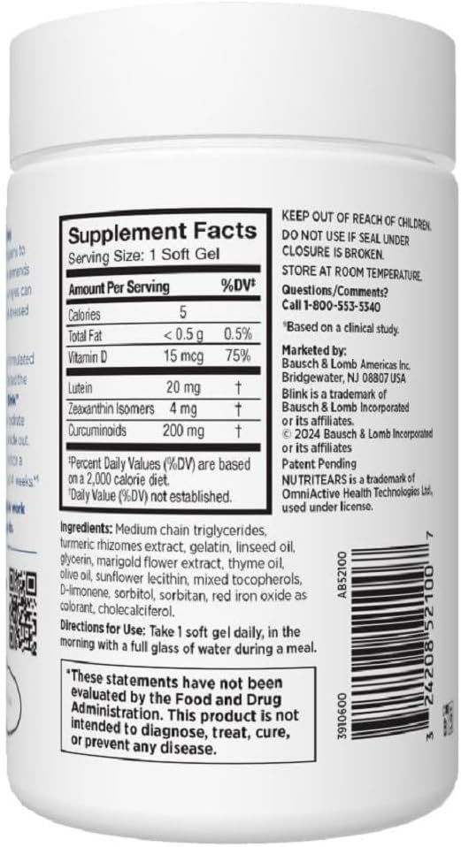 Blink NutriTears Clinically Proven Supplement 50 Softgels,