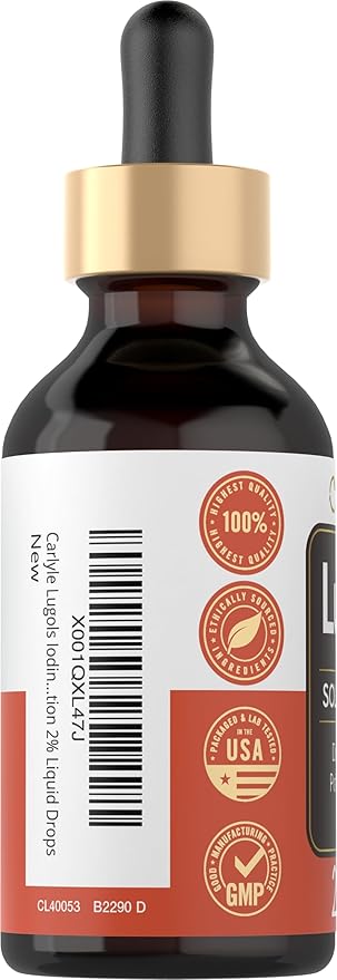 Carlyle Lugols Iodine 2 Percent 2 fl oz | Potassium Iodide and Iodine Solution 2% Liquid Drops
