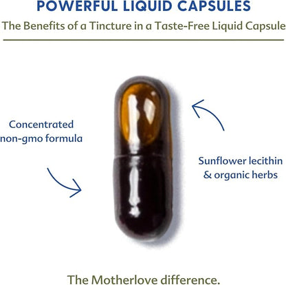 Motherlove Balancing Blend (60 Liquid caps) Herbal Supplement for Period & Postpartum Hormonal Health—Non-GMO, Organic Herbs, Vegan, Kosher