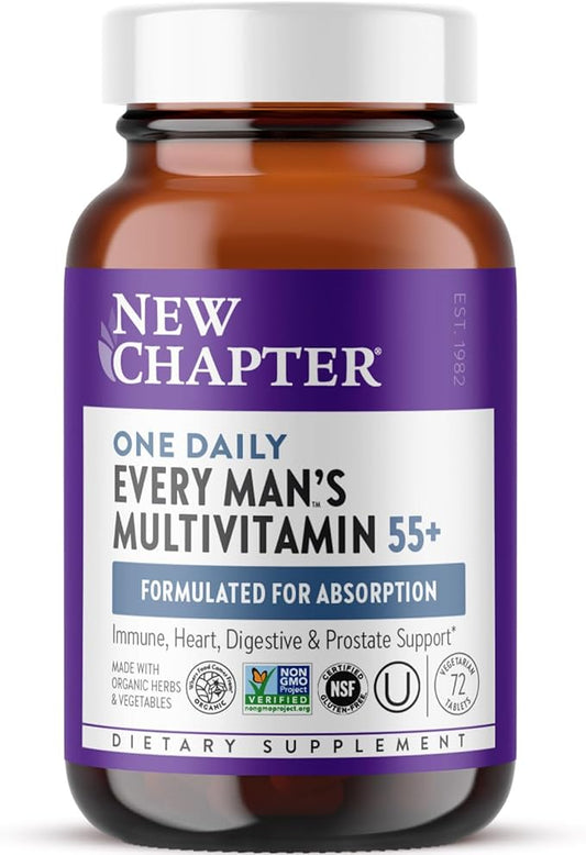 New Chapter Men's Multivitamin 50 plus 20+ Nutrients 55+, Gentle 72 ct