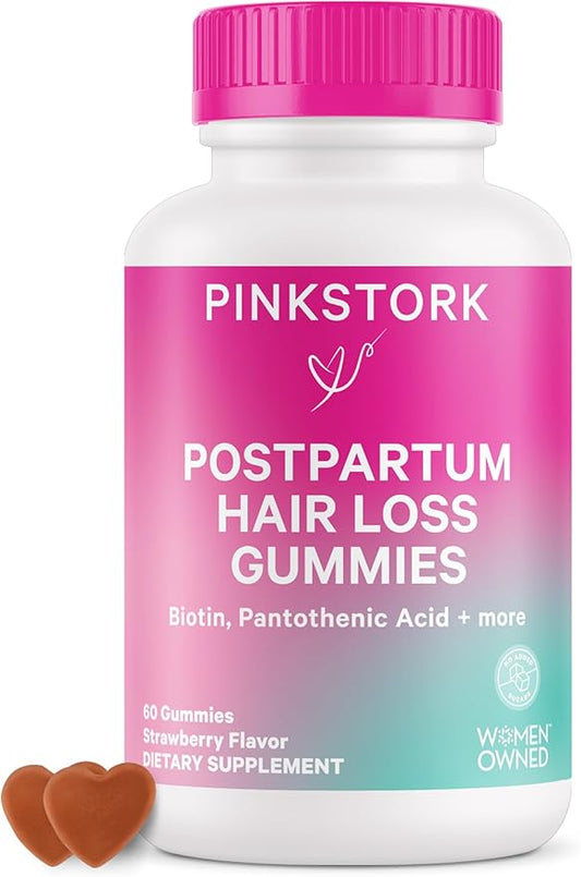 Pink Stork Postpartum Hair Loss Gummies B6 & B12 for 60 Gummy