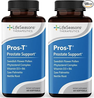 LifeSeasons Prostate Support Supplement - Saw Palmetto, Phytosterol, Zinc, Nettle, Vitamin D-3 & B6 - Promote Healthy Prostate Function & Normal Urinary Flow - Improve Tissue - 60 Softgels (Pack of 2)