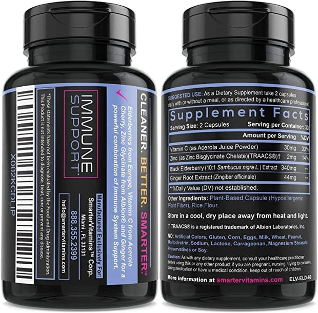 (3 Pack) Smarter Elderberry Capsules + 180 Vegan