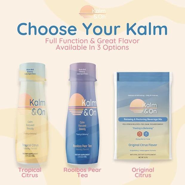KALM & ON Tropical Citrus Liquid 100% Natural 5 Minute 12 Pack