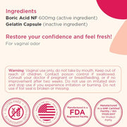 BoriCap - Boric Acid Suppositories 600 mg 60 Capsules