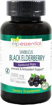 ELP ESSENTIAL Black Elderberry Capsules 2000mg 100 Count