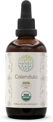 Calendula B120 USDA Organic Tincture | Alcohol-Free Extract, High-Potency Herbal Drops | Certified Organic Calendula (Calendula Officinalis) Dried Flower (4 oz)