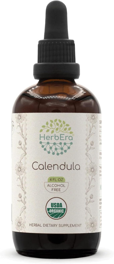 Calendula B120 USDA Organic Tincture | Alcohol-Free Extract, High-Potency Herbal Drops | Certified Organic Calendula (Calendula Officinalis) Dried Flower (4 oz)